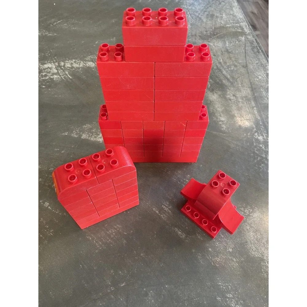 LEGO DUPLO Building Blocks 62pc Red Mixed Size Bulk Lot Toy STEM Preschool